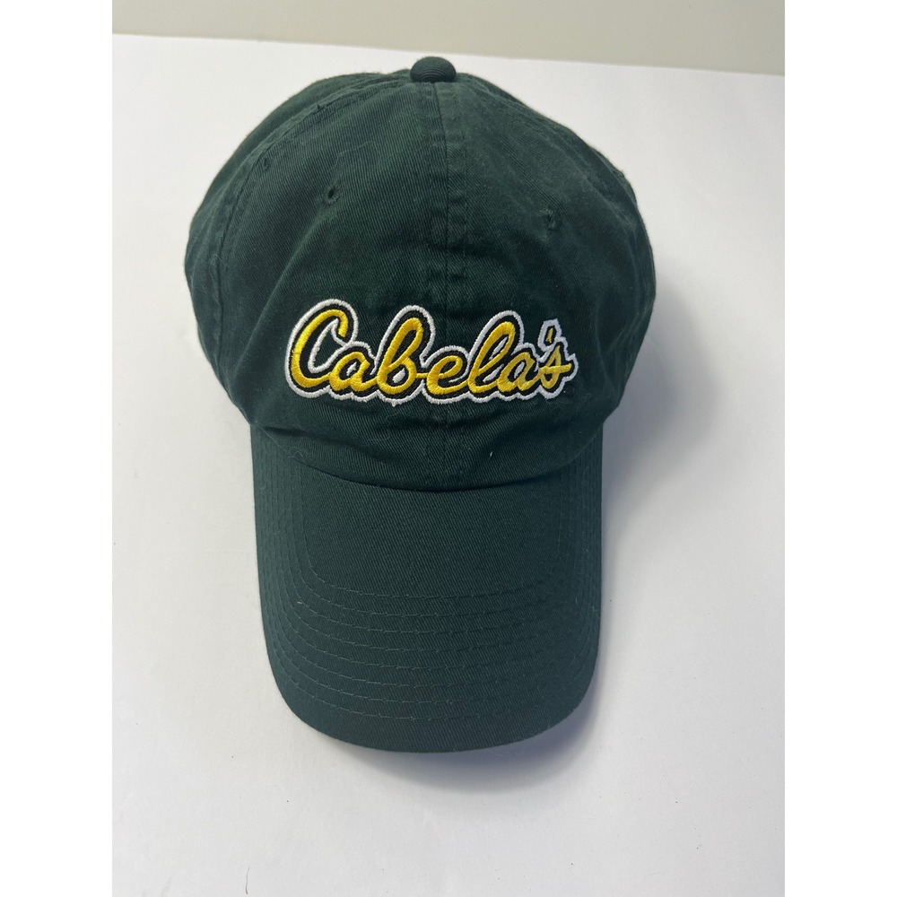 Cabelas Mens Forest Green Embroidered Logo Dad Hat Baseball Cap Adjustable Strap